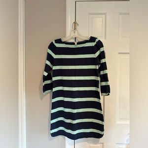 J. Crew Blue and Mint Green Striped Casual Dress